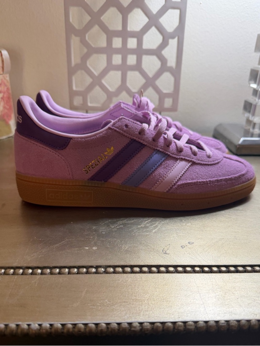 Adidas Lavender and Purple Suede Spezial Sneakers